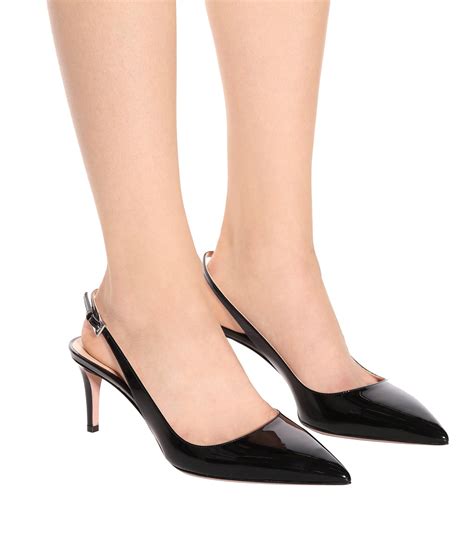 prada sling back heel|black patent leather slingback pumps.